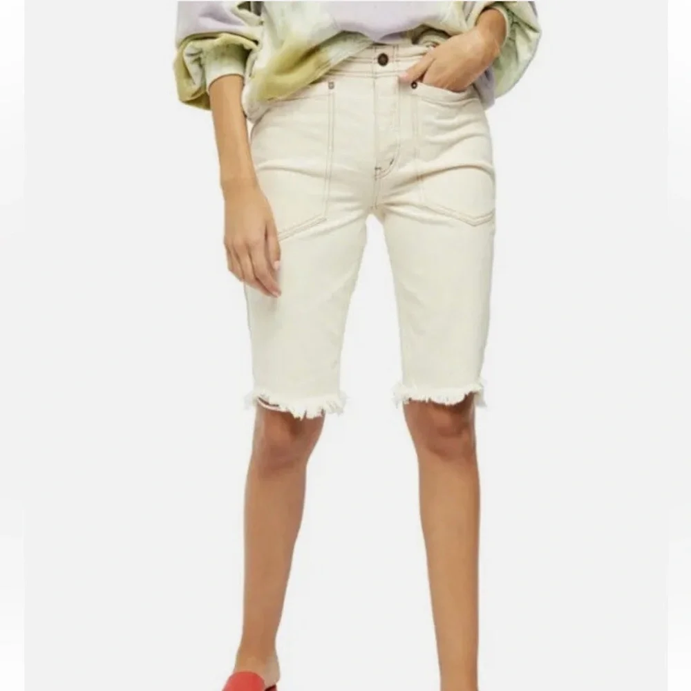 Free People Rebel Rouser High Rise Denim Shorts Size 25 natural